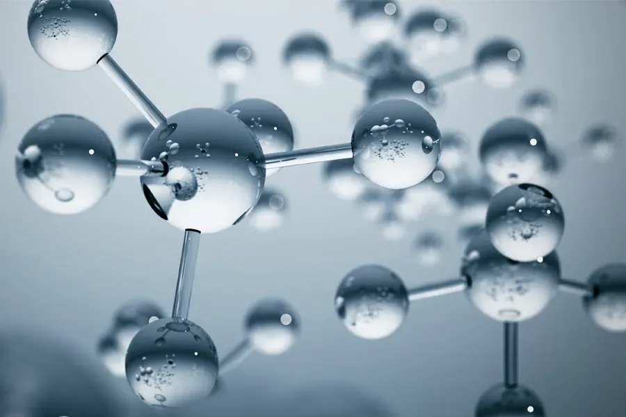 A 3D illustration of blue-gray toned water molecules, representing peptide therapy from Dr. David Lans in New Rochelle.
